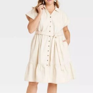 Elegant Cream Button-Down Dress